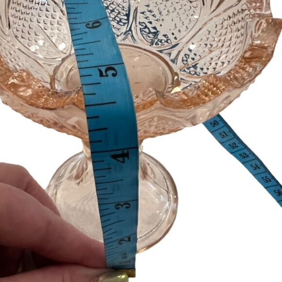 Light Pink Glass CANDY DISH / CANDLE HOLDER Cottagecore Farmhouse 4.5" Tall EUC - Picture 10 of 10